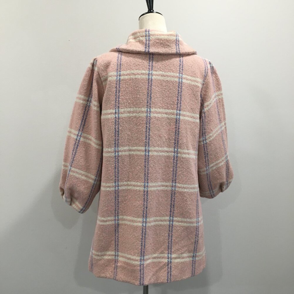 HAZEL Anthropologie MultiColor Plaid/Checks Bubble Sleeve Swing Coat Jacket - Picture 10 of 12